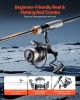 VEVOR Rod and Fishing Reel Combo, IM6 Fiberglass & Carbon Fiber Spinning Rod and Reel Combo, Bass Fishing Pole with 6.5 ft Two-Piece Rods