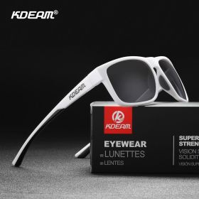 KDEAM New Polarized Men's Sunglasses Square Outdoor Photochromic Sun Glasses Women Non-Slip Nose Pad Full Accessories Included (Frame Color: BOX and CASE, Lenses Color: C6 Non-Mirror Black)