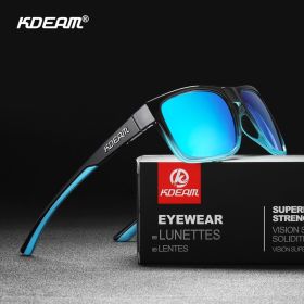 KDEAM New Polarized Men's Sunglasses Square Outdoor Photochromic Sun Glasses Women Non-Slip Nose Pad Full Accessories Included (Frame Color: BOX and CASE, Lenses Color: C2 Mirror Ice Blue)