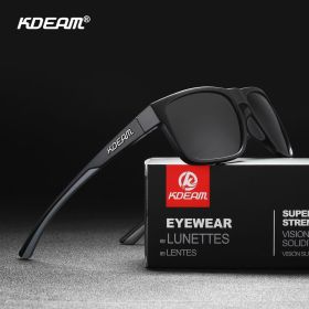 KDEAM New Polarized Men's Sunglasses Square Outdoor Photochromic Sun Glasses Women Non-Slip Nose Pad Full Accessories Included (Frame Color: BOX and CASE, Lenses Color: C7 Non-Mirror Black)