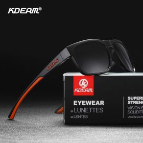KDEAM New Polarized Men's Sunglasses Square Outdoor Photochromic Sun Glasses Women Non-Slip Nose Pad Full Accessories Included (Frame Color: BOX and CASE, Lenses Color: C3 Non-Mirror Black)