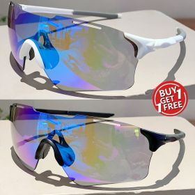 KAMMPT 1pc/2PC Set Designer Rimless Women Sunglasses Outdoor Driving Men Coating Sun Glasses Wrapped Shades for Cycling Hiking (Frame Color: as picture shows, Lenses Color: blue-W 1 blue-B 1)