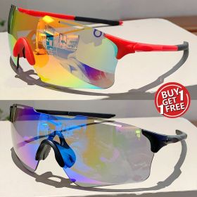 KAMMPT 1pc/2PC Set Designer Rimless Women Sunglasses Outdoor Driving Men Coating Sun Glasses Wrapped Shades for Cycling Hiking (Frame Color: as picture shows, Lenses Color: blue-B 1 red-R 1)