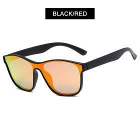 New Fashion Polarized Sunglasses Men Women Luxury Square Black Sun Glasses Male Female Stylish Hiking Driving Shades UV400 (Lenses Color: Black Red)