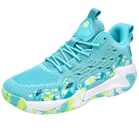 Men's Shoes Basketball Breathable Cushioning Non-Slip Sports Shoes Gym Training Athletic Basketball Sneakers Women (Color: Green, size: 44)