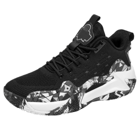 Men's Shoes Basketball Breathable Cushioning Non-Slip Sports Shoes Gym Training Athletic Basketball Sneakers Women (Color: black and white, size: 40)