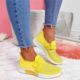 Slip-on Shoes With Orthopedic Sole Womens Fashion Sneakers Platform Sneaker For Women Walking Shoes (Color: Yellow, size: 42)