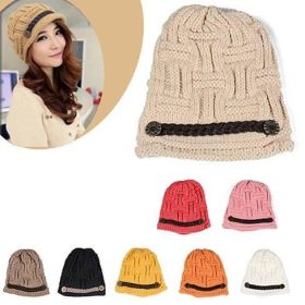 Be My Beanie Soft Wool Beanie Cap With Vegan Leather Trim (Color: Pumpkin Beanie)