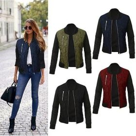 Chic Babe Bomber Jacket In Quilted Satin (Color: Wine Red, size: large)